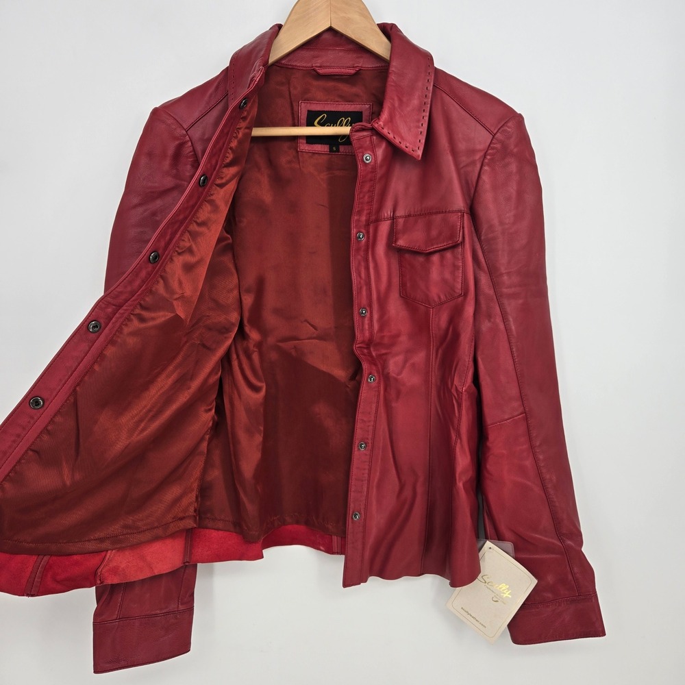 NWT $298 Scully Red Lamb Leather Shirt Jacket Womens S Western Quiet Luxury - Picture 3 of 12